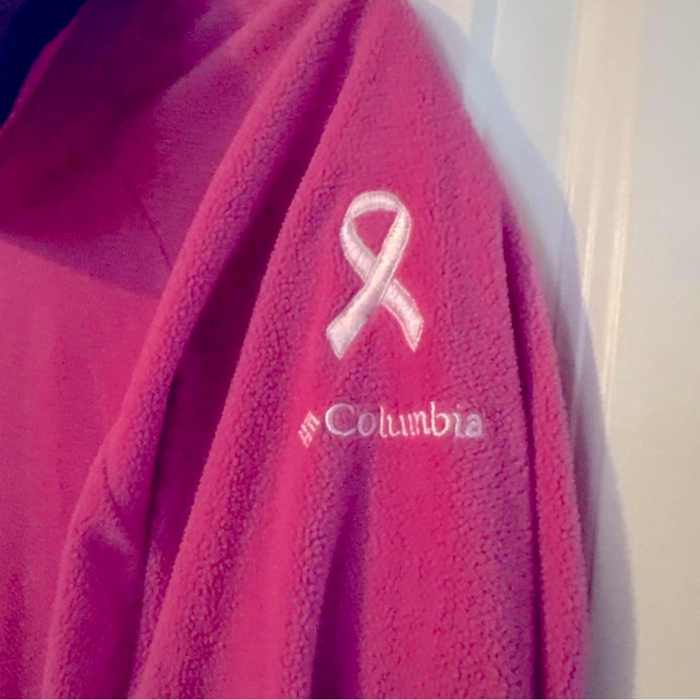 Columbia Womens Medium 1/4 Zip Pullover Pink with Pink Breast Cancer Ribbon